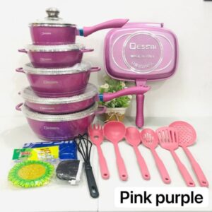 23PCS DESSINI COOKWARE SET - PINK PURPLE