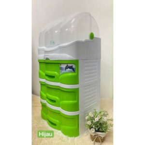DISH DRAINER WITH DRAWER (3 LAYER) - HIJAU
