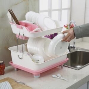 2 TIER MINI DISH RACK - PINK