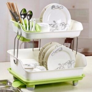 2 TIER MINI DISH RACK - GREEN