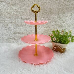 3 LAYER CUPCAKE PLATE - PINK
