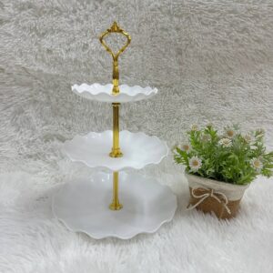 3 LAYER CUPCAKE PLATE - WHITE