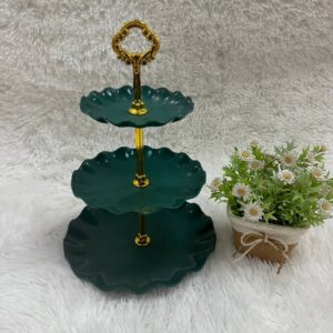 3 LAYER CUPCAKE PLATE - EMERALD GREEN