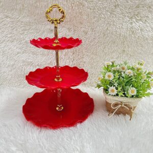 3 LAYER CUPCAKE PLATE - RED