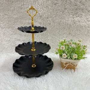 3 LAYER CUPCAKE PLATE - BLACK
