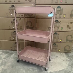 3 LAYER FOLDABLE TROLLEY - PEACH PINK