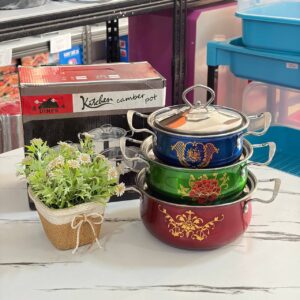 3PCS COLOURFUL KITCHEN CAMBER POT