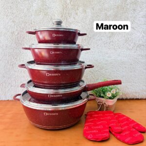 12PCS DESSINI COOKWARE SET - MAROON